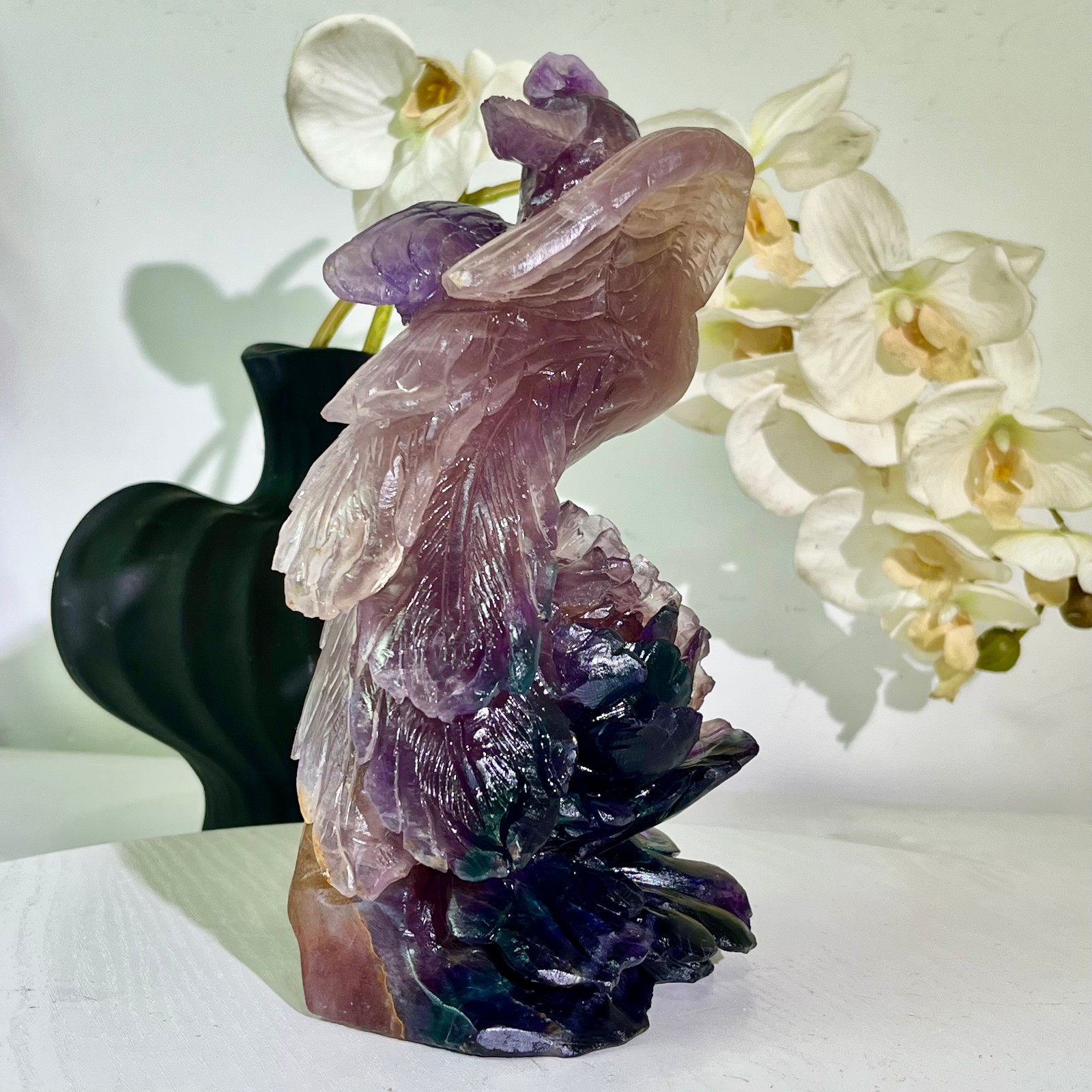 6.43LB Natural fluorite quartz products, hand carved and polished spiritual orn