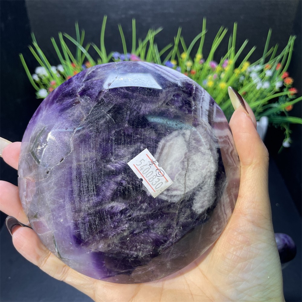 2.5LB 4.7″ Natural Dream Amethyst Cup Crystal Quartz Decor Figurine Carved