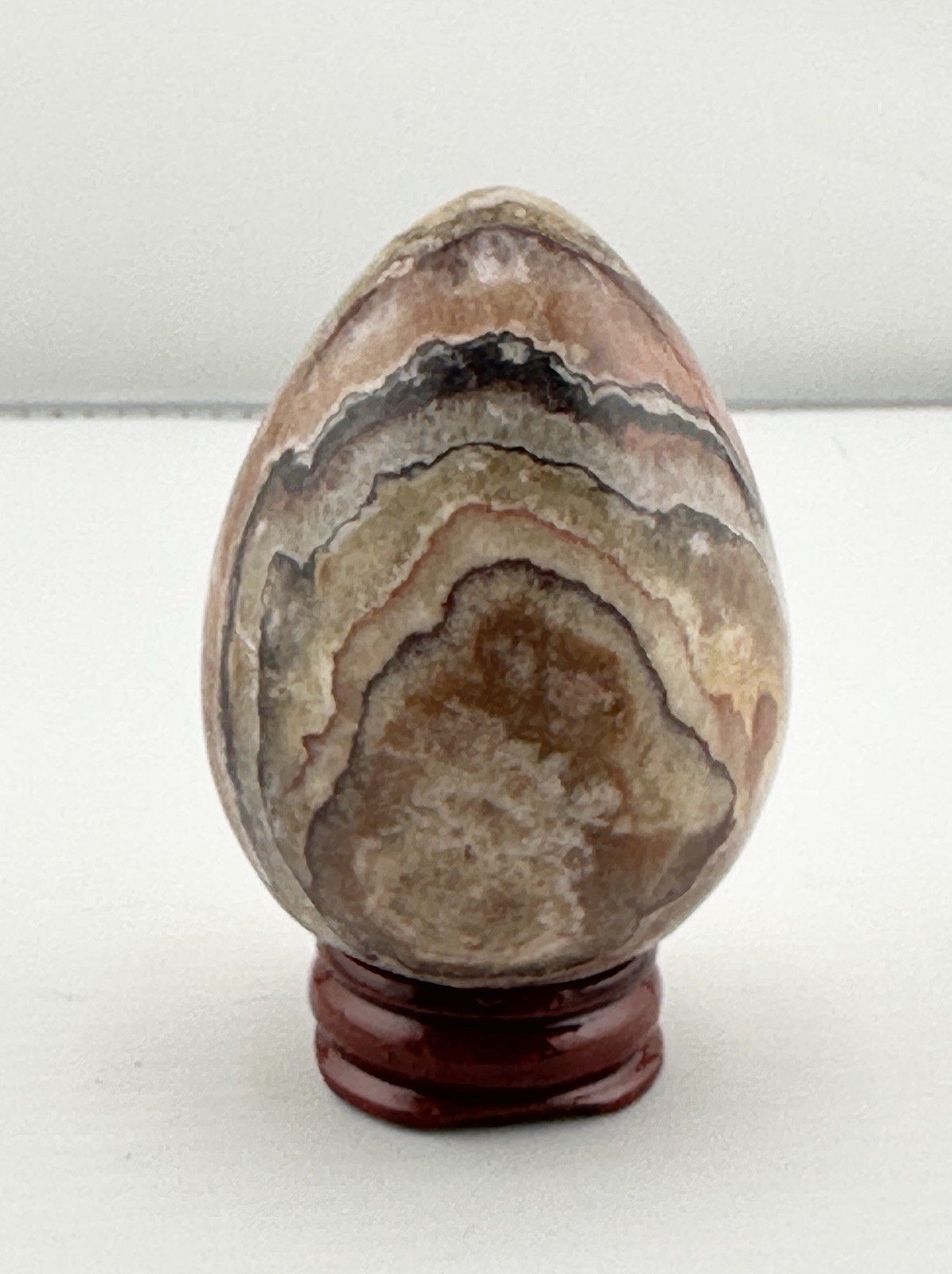 Stunning Banded Agate Onyx Egg Crystal Formations W/ Stand 2.5″ Cream Browns