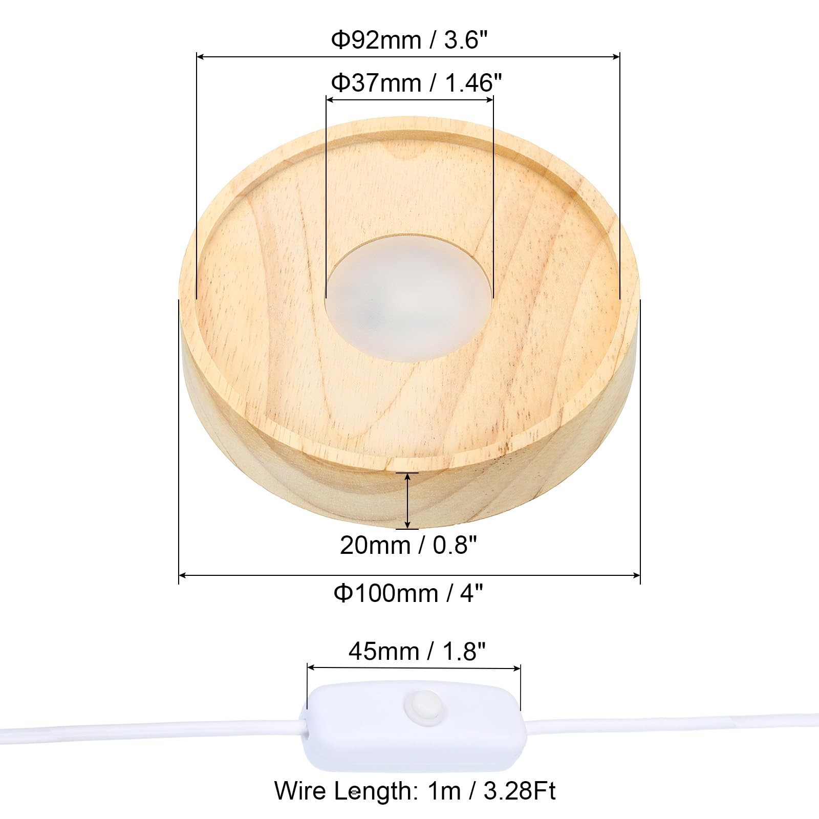Wooden LED Light Base Display Stand for Acrylic Resin Crystal Sphere Glass Art