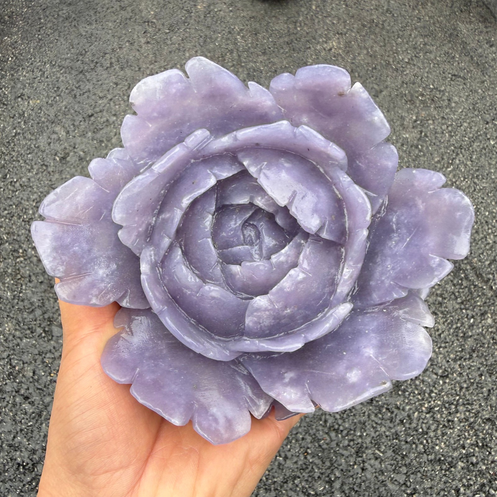 1LB Natural Purple Cloud Mother Quartz Carved Flower Crystal Reiki Healing 1pc