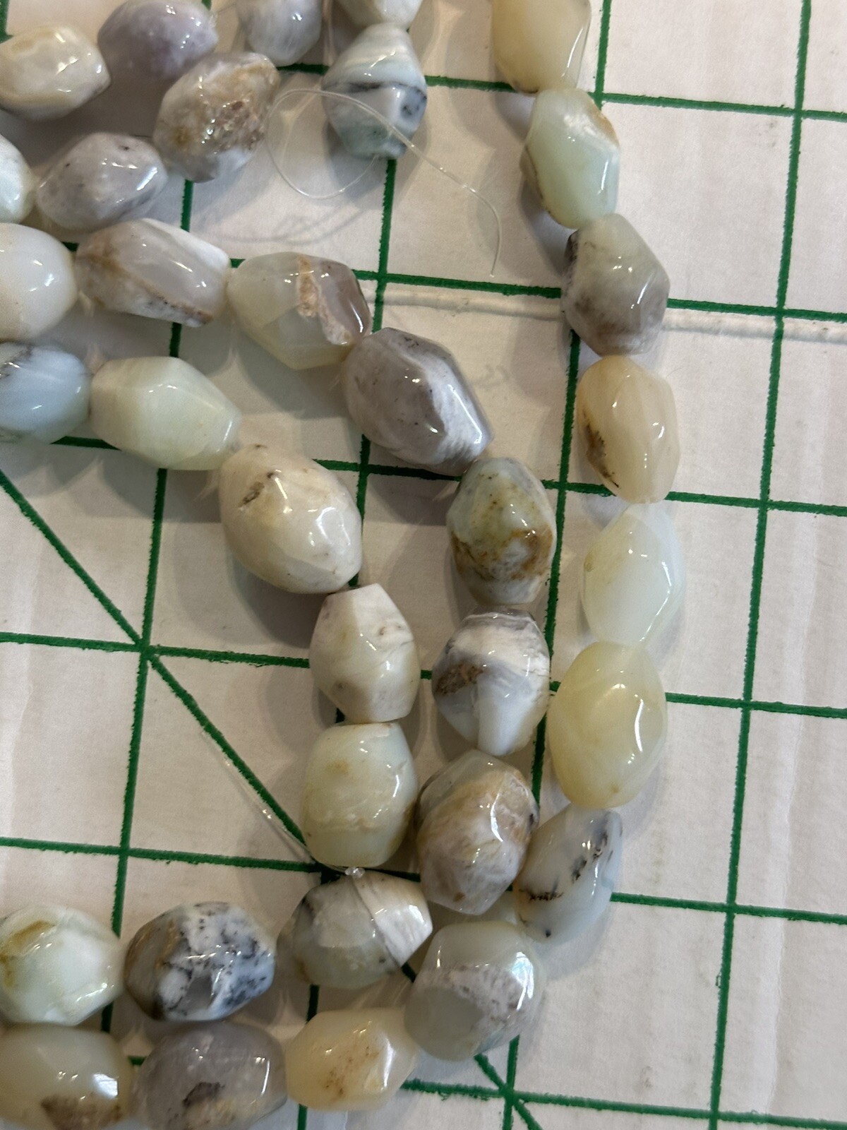 LOT 3 Polished 15” Agate Stones Strands Brown Green White Grey Mixed Colors READ