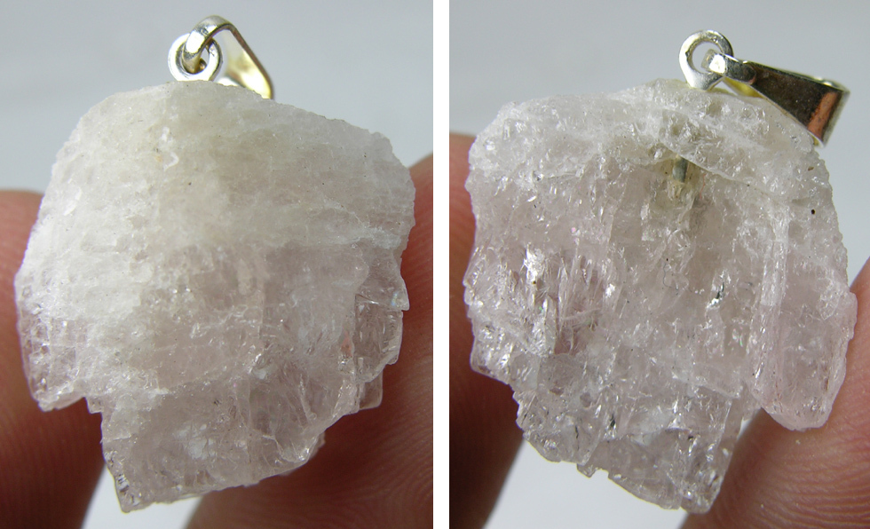 16.00ct or 3.20g Brazil 100% Natural Rough Raw Morganite Crystal Pendant #9