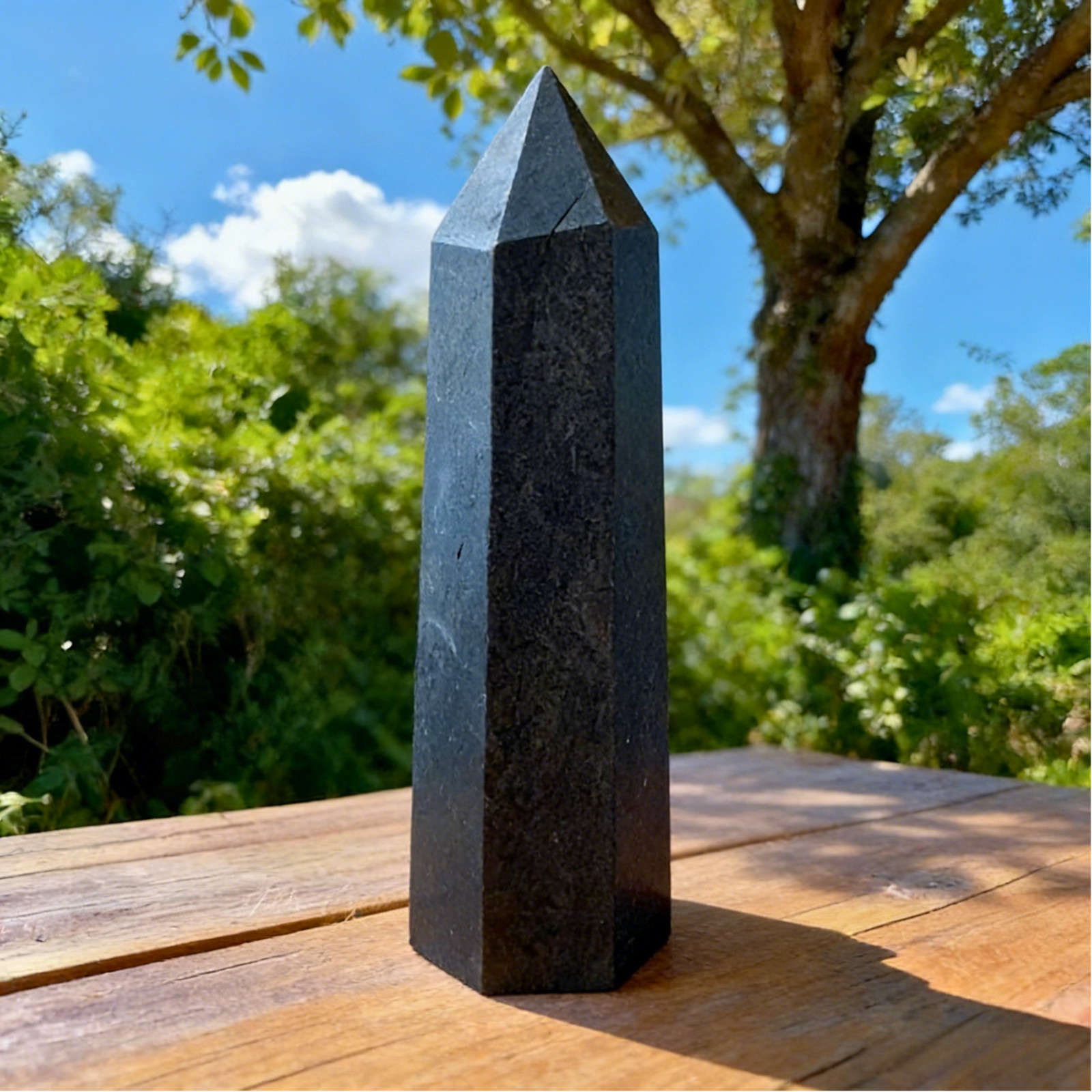 Shungite Crystal Tower Natural Black Stone Point EMF Protection Reiki Home Decor