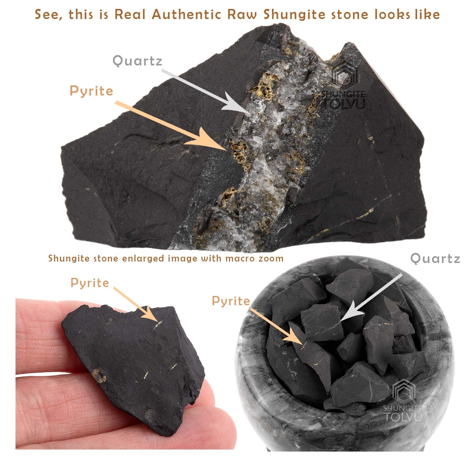 Real Shungite pendant “Nature” made of Authentic shungite Karelian stone, Tolvu