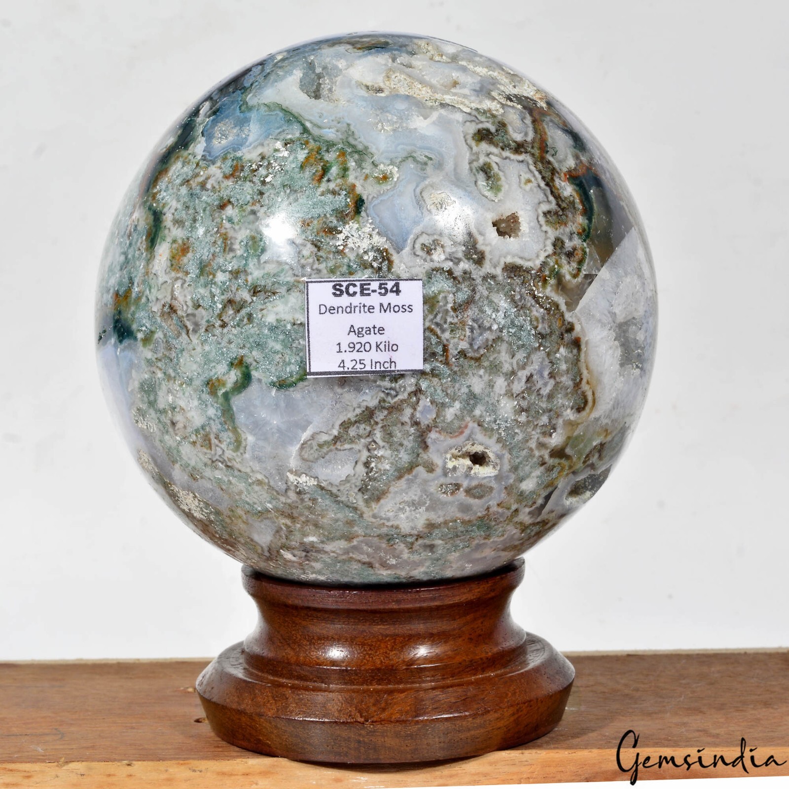 4.25 in Large Natural Moss Agate Geode Druzy Sphere Quartz Crystal Ball Healing