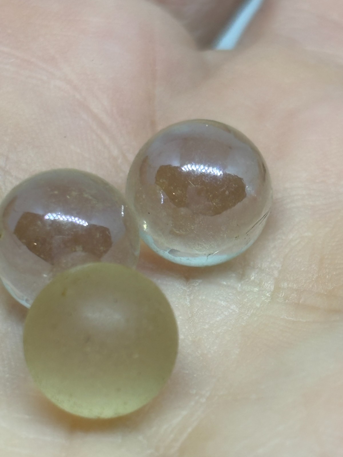 Lot x 3 Pcs Vintage Natural Citrine Quartz Mini Sphere Ball Orbs Marbles 9.5 mm