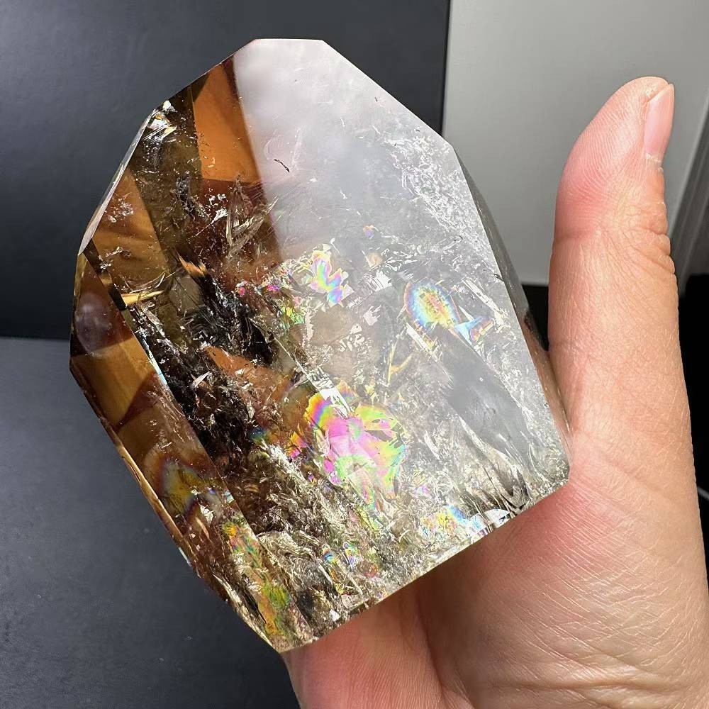 494g Natural Citrine Quartz Carved Freeform Crystal Reiki Healing Decor