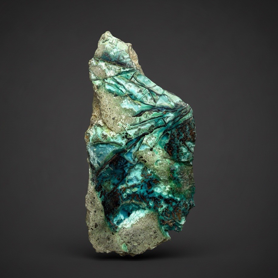6” Polished Native Copper in Chrysocolla — Display Specimen (Indonesia)