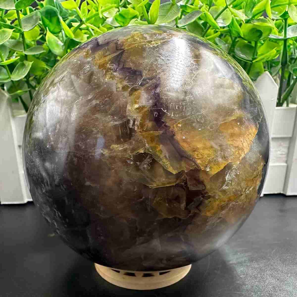 1835g Natural Fluorite Quartz Sphere Crystal Energy Ball Reiki Healing Gem