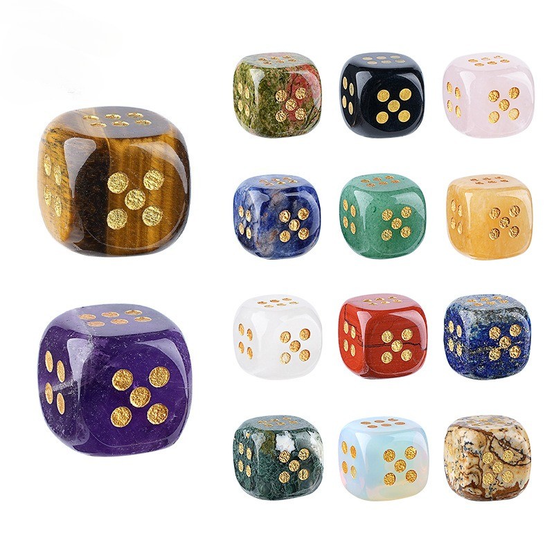10pcs Mixed Natural Stone Gemstone Dice Table-Top Game Gift Hexahedral Cube