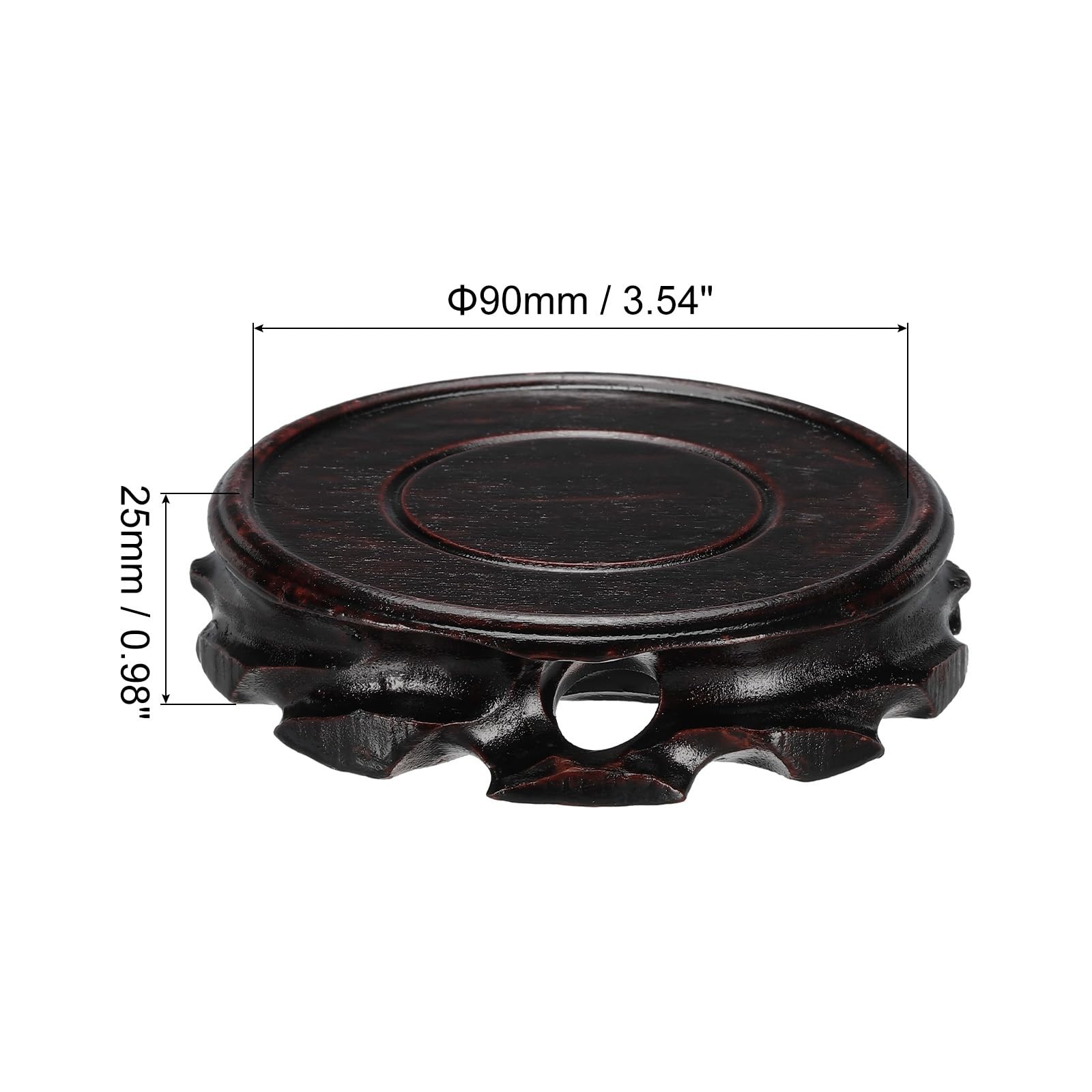 2 Pack 90mm Red Brown Wooden Stand, Display Base, Holders, Vase, Bonsai, Stone