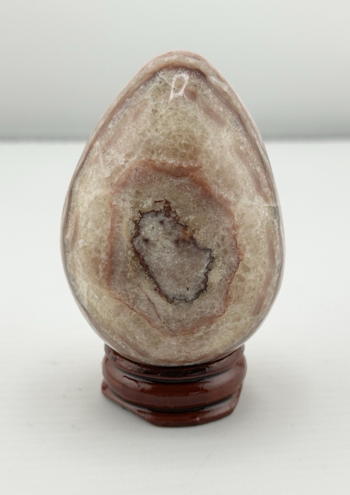 Stunning Banded Agate Onyx Egg Crystal Formations W/ Stand 2.5″ Cream Browns