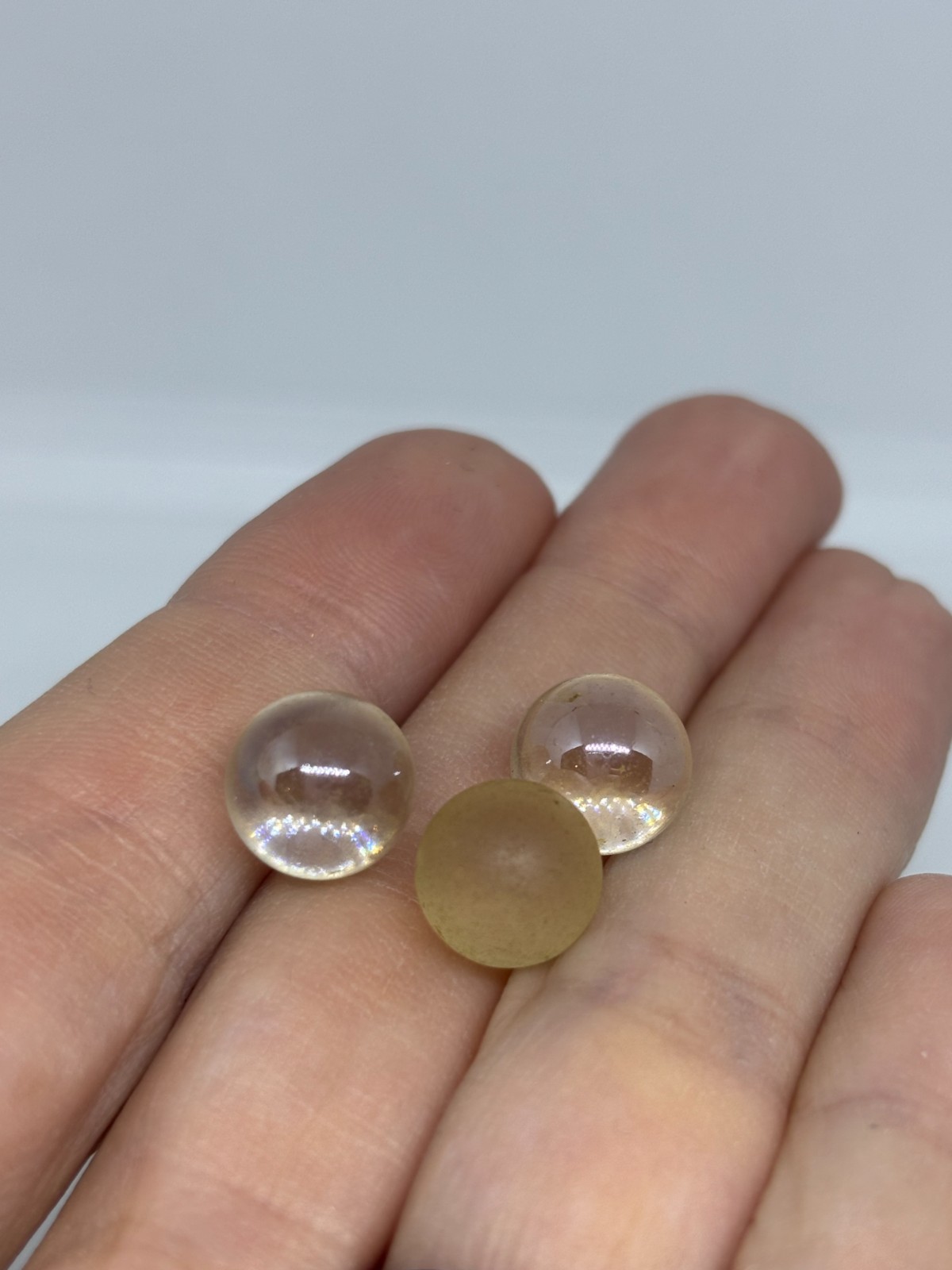 Lot x 3 Pcs Vintage Natural Citrine Quartz Mini Sphere Ball Orbs Marbles 9.5 mm