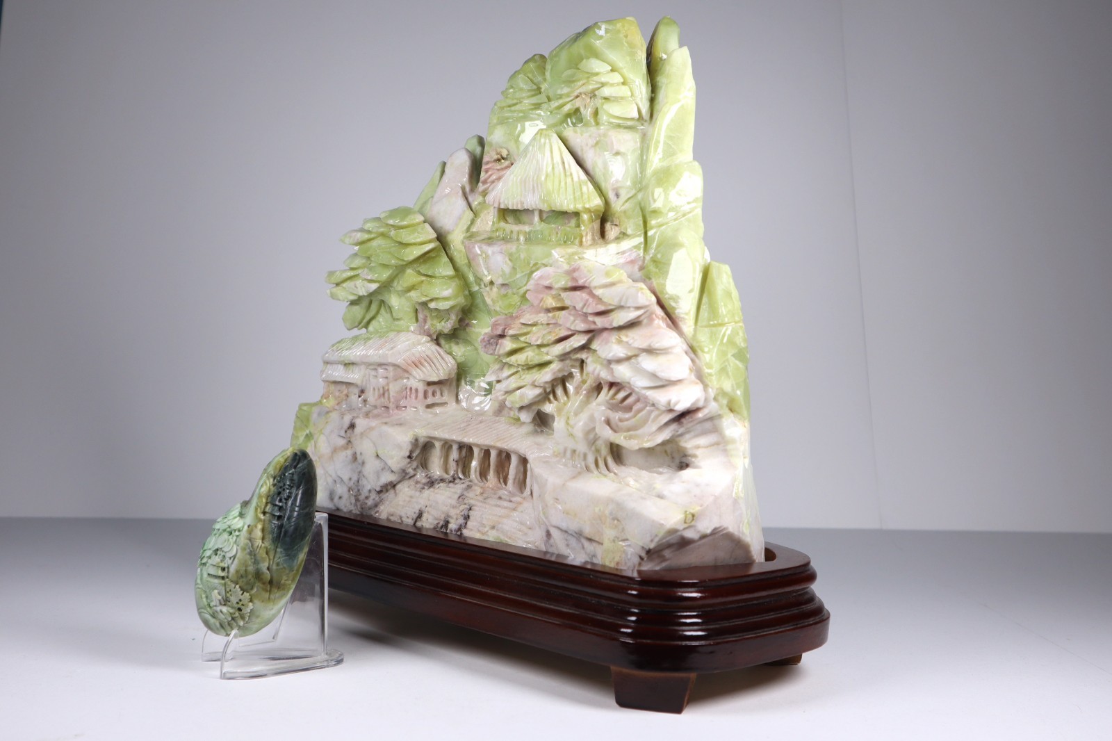 HUGE 20 lb JADE Hand Carved Scene Carving Mountain Chinese Landscape Sculpture