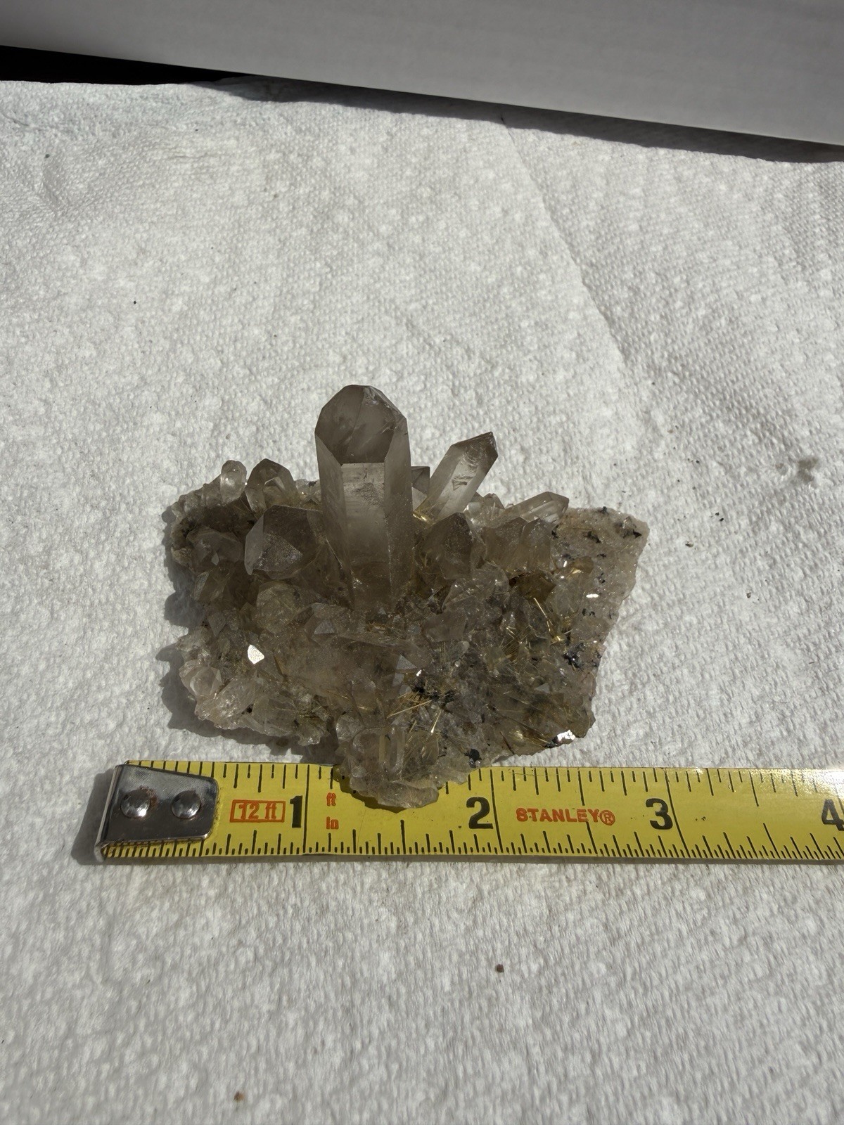 Rutilated Smoky Quartz Crystal Cluster Specimen – Golden Rutile Inclusions