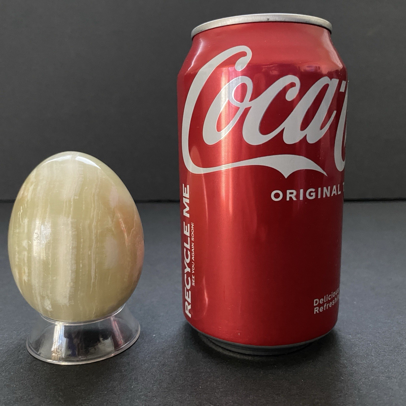 Natural Onyx Stone Egg With Stand Hand Polished Banded Agate Calcite Crystal