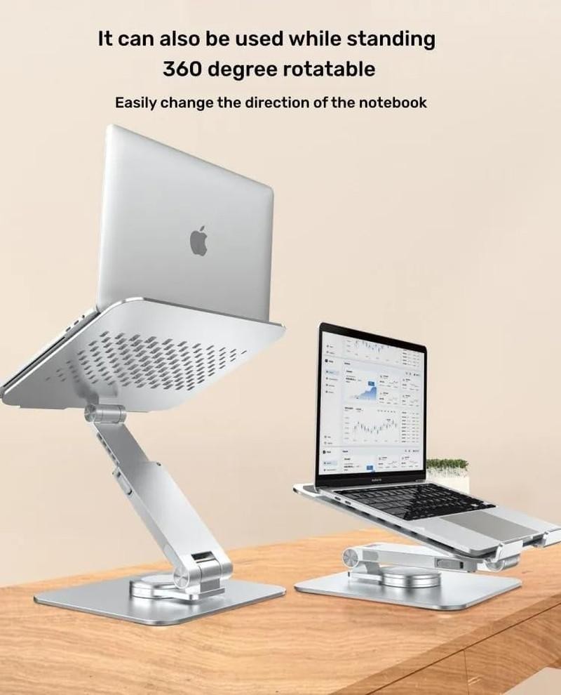 360° Swivel Laptop Stand, Portable Stand Holds 12-18″ Laptop – Silver