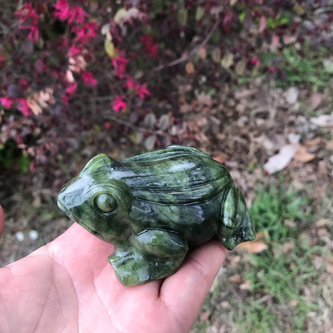 1pc Natural Serpentine Quartz Carved Frog Skull Crystal Reiki Healing Gift