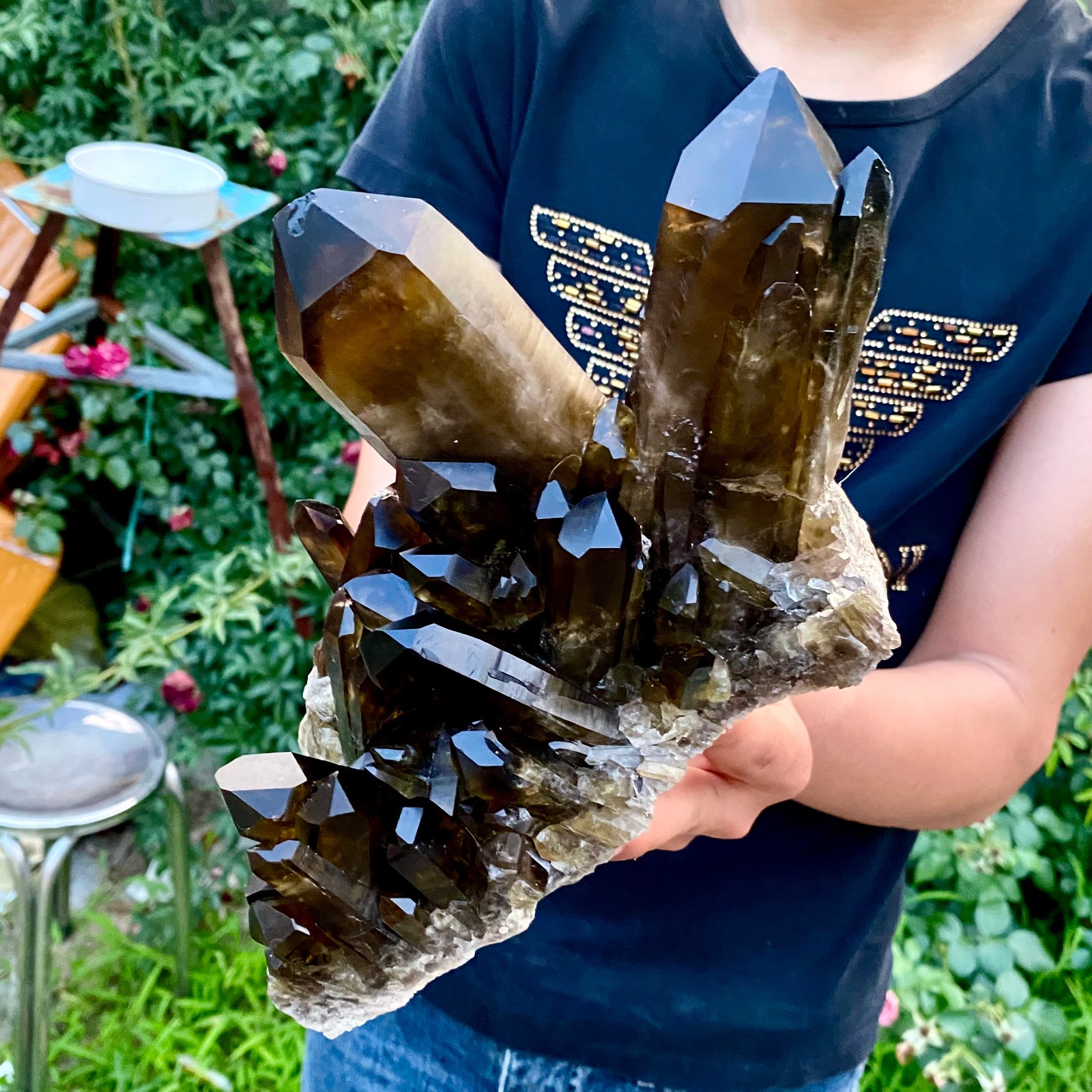 5.7LB Natural Tea black Crystal quartz Cluster Mineral Specimen Healing reiki