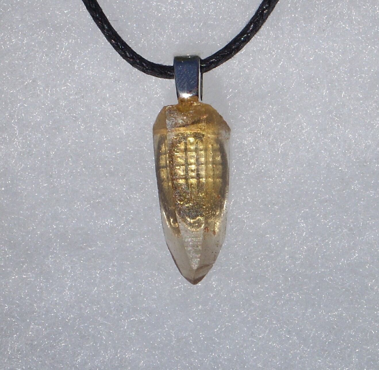 Natural Lemurian Citrine Crystal Point Free Form Stone Pendant Necklace Small