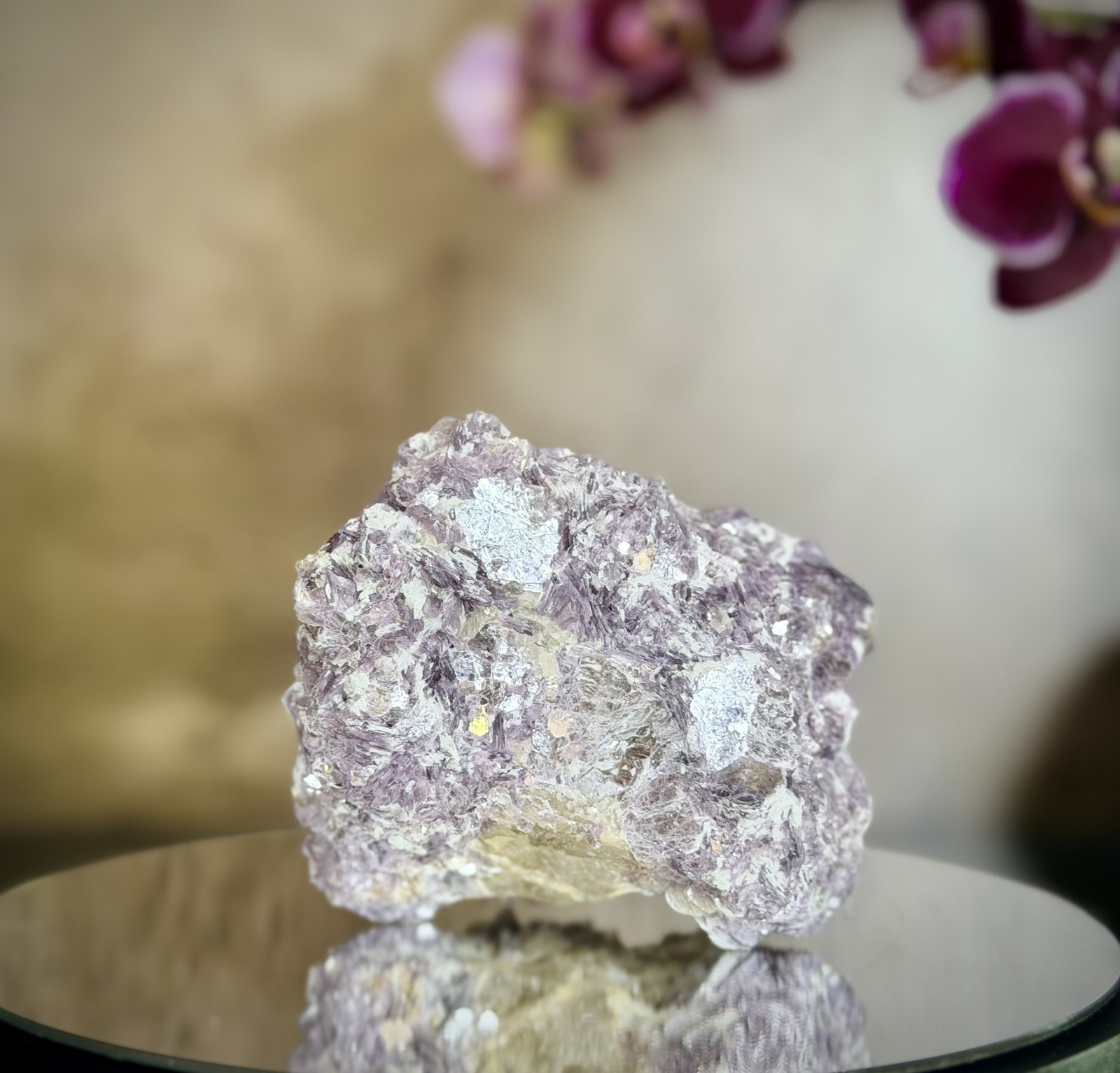 Lepidolite with Quartz Cluster | Sparkling Lilac Purple Mica