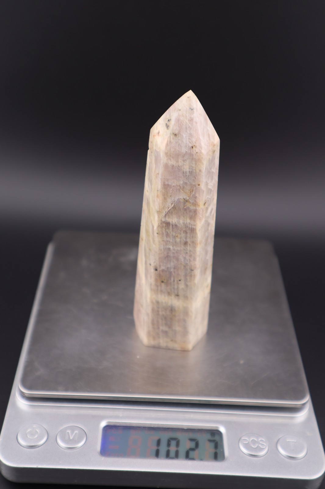 MOONSTONE POINT 3.75 INCHES TALL/ 102.7 GRAMS