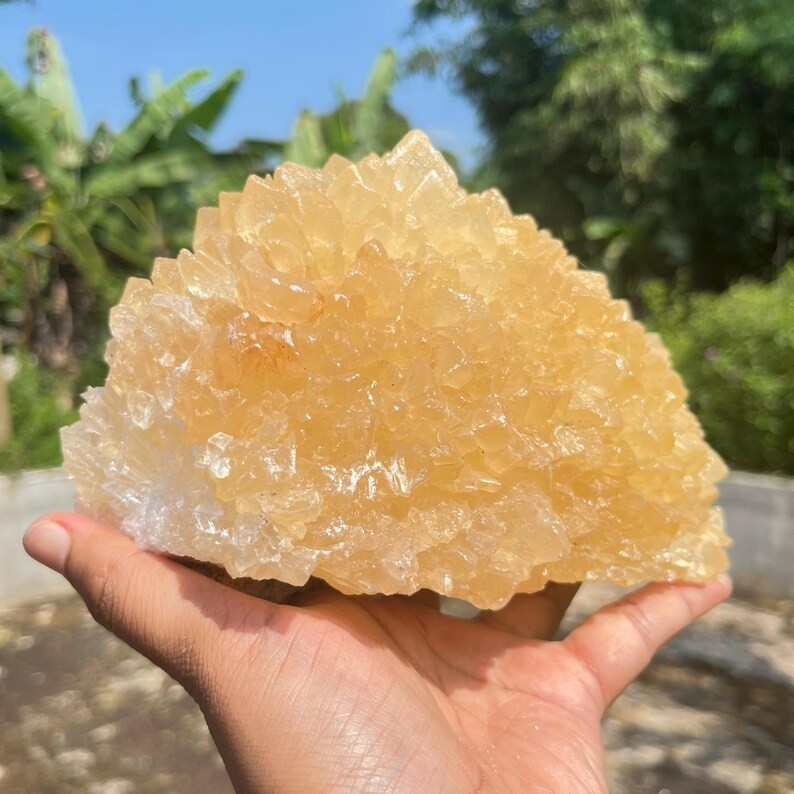5.9 Lb Huge Yellow Calcite Crystal | High Quality Flower Calcite | Healing Stone