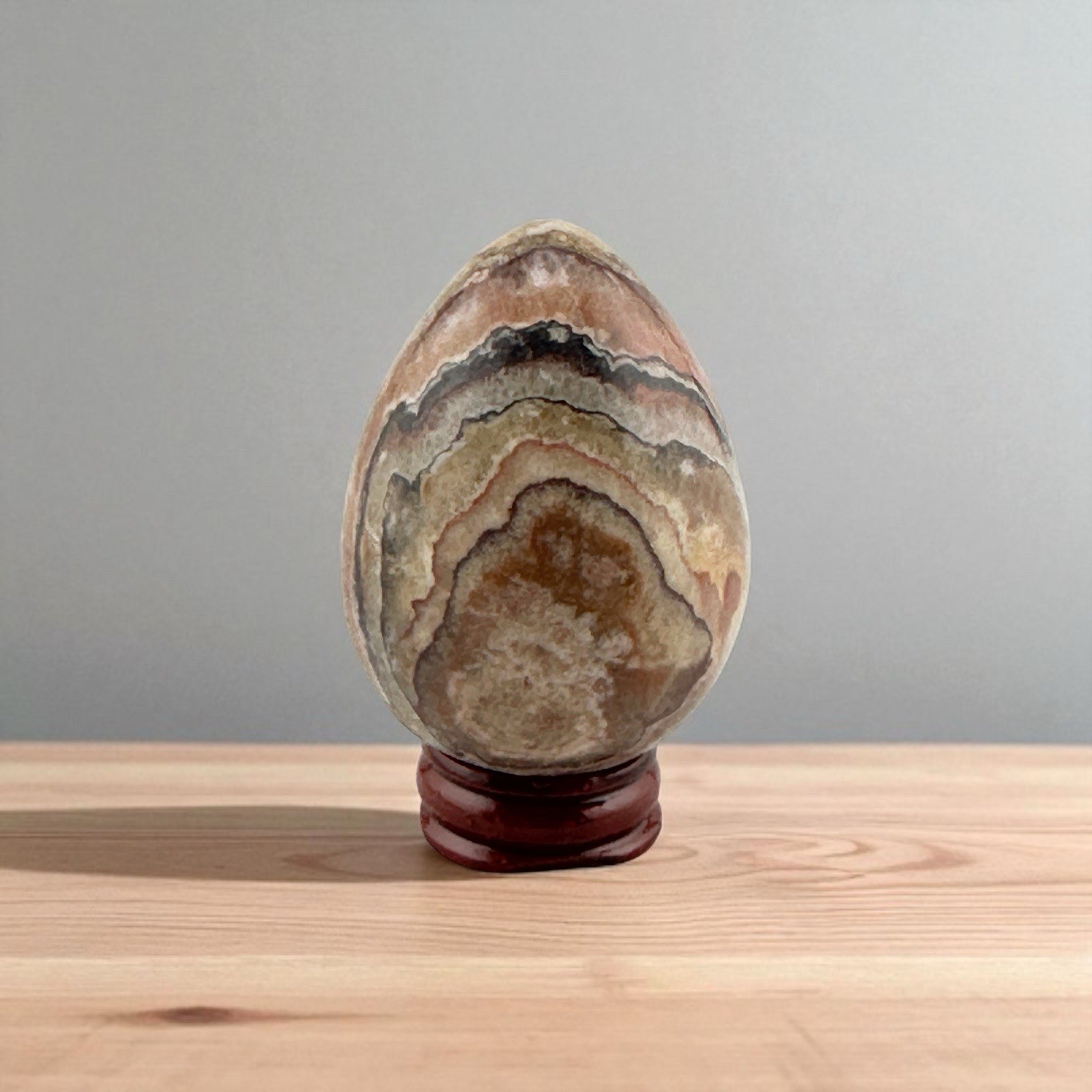 Stunning Banded Agate Onyx Egg Crystal Formations W/ Stand 2.5″ Cream Browns
