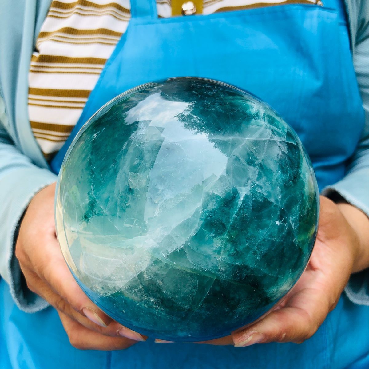 6.22LB Natural Crystal Rainbow Fluorite Sphere Display Ball Reiki Healing