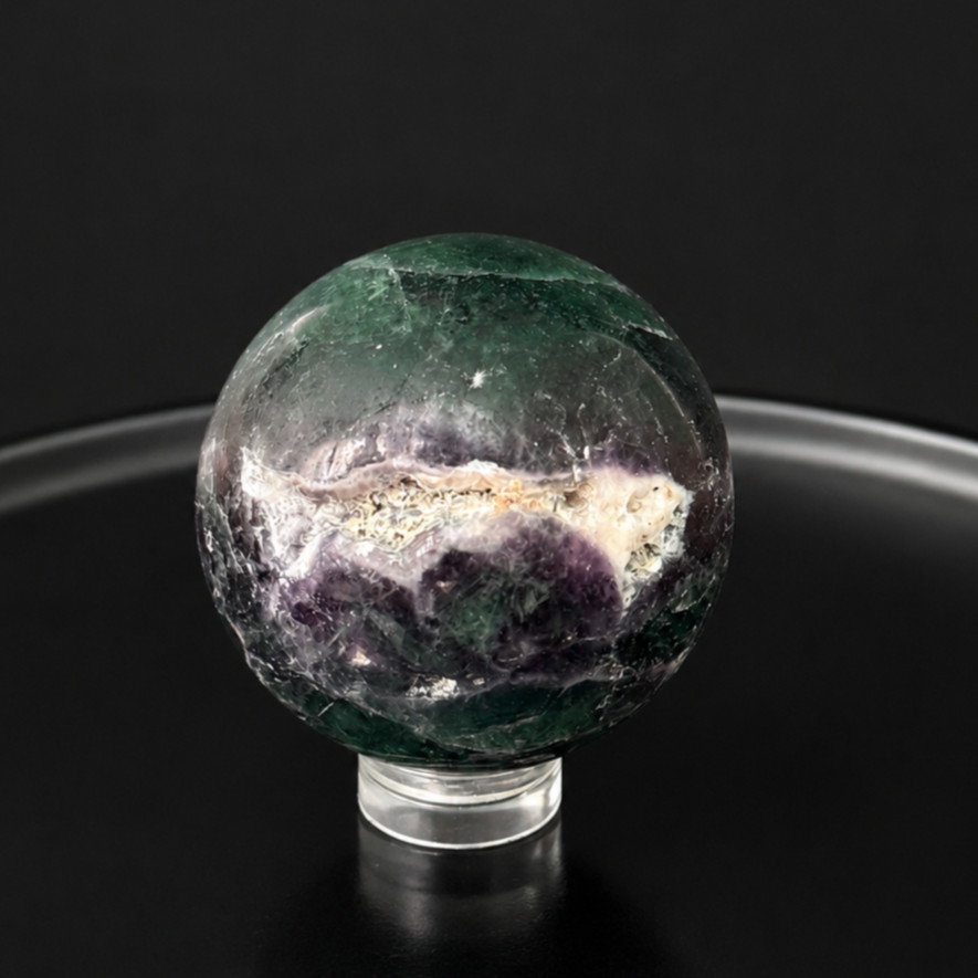 Rainbow Fluorite Sphere with Natural Cleavage Window 40mm