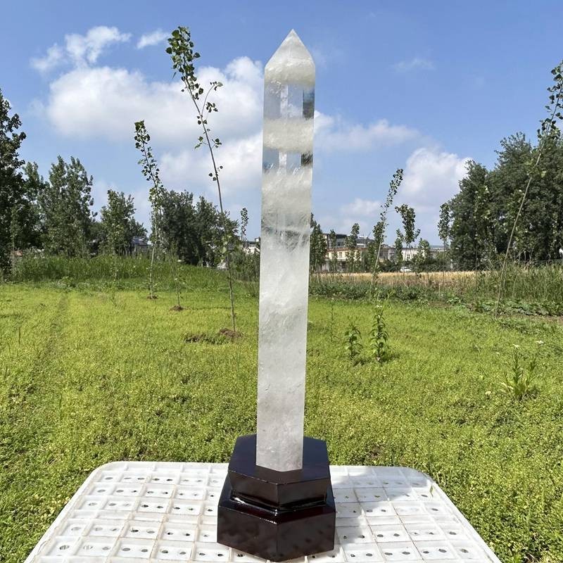 16.19LB Top Natural Clear Quartz Obelisk Crystal Tower Wand Point Reiki healing