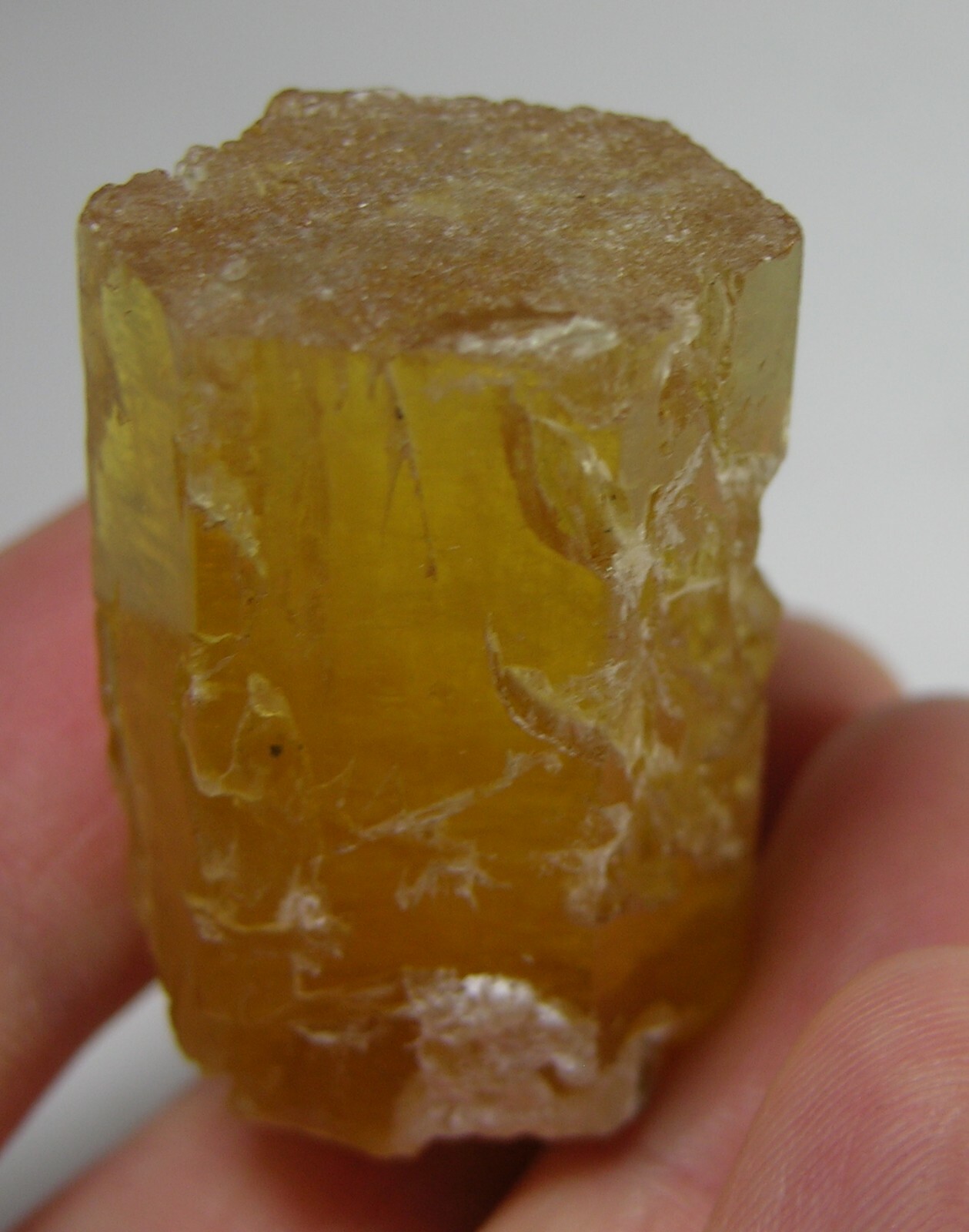 162.25ct Pakistan Terminated Raw Rough Beryl Heliodor Crystal Specimen 32g 36mm