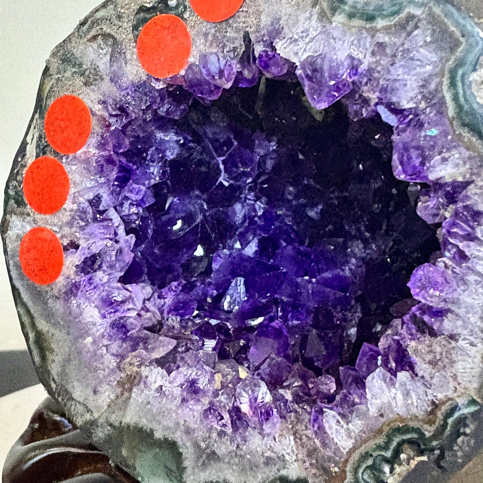 6.83LB Natural uruguay amethyst geode quartz money bag crystal +stand