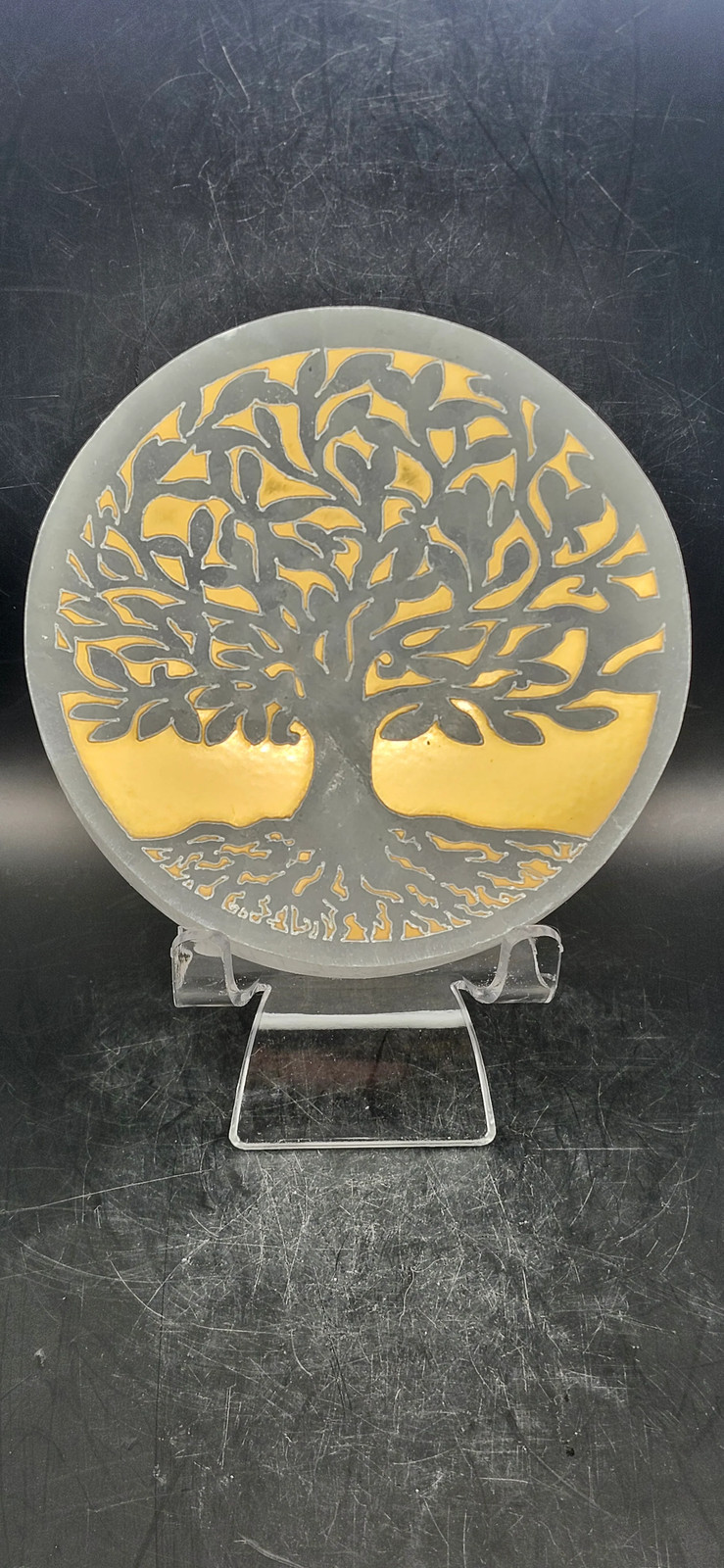 Selenite tree of life charging plate! 4 inches long, .67 thick, 10 ounces