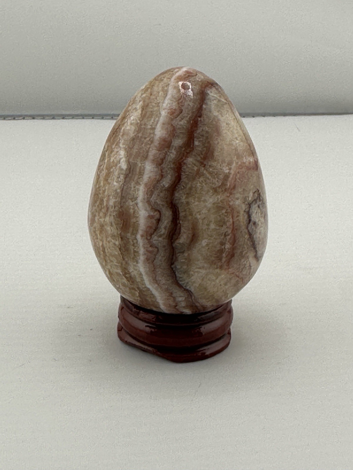 Stunning Banded Agate Onyx Egg Crystal Formations W/ Stand 2.5″ Cream Browns