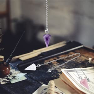 3 Pcs Crystal Pendulums Set for Divination Dowsing Natural Amethyst Rose Quar…