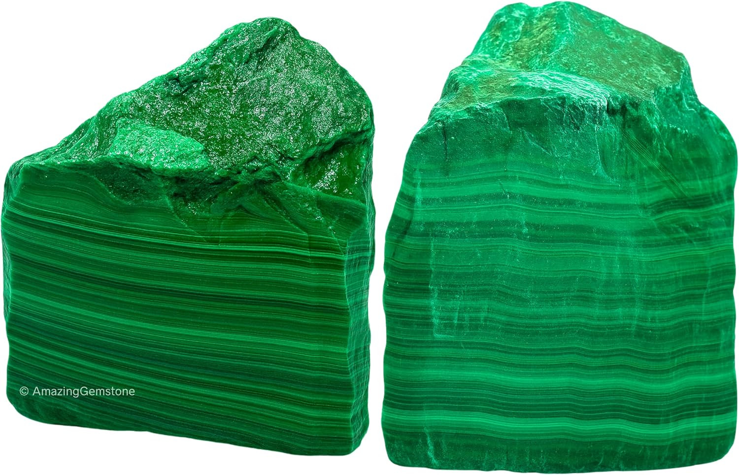 2 Pieces Malachite Raw Crystals and Healing Stones, Natural Rocks for Tumbling a