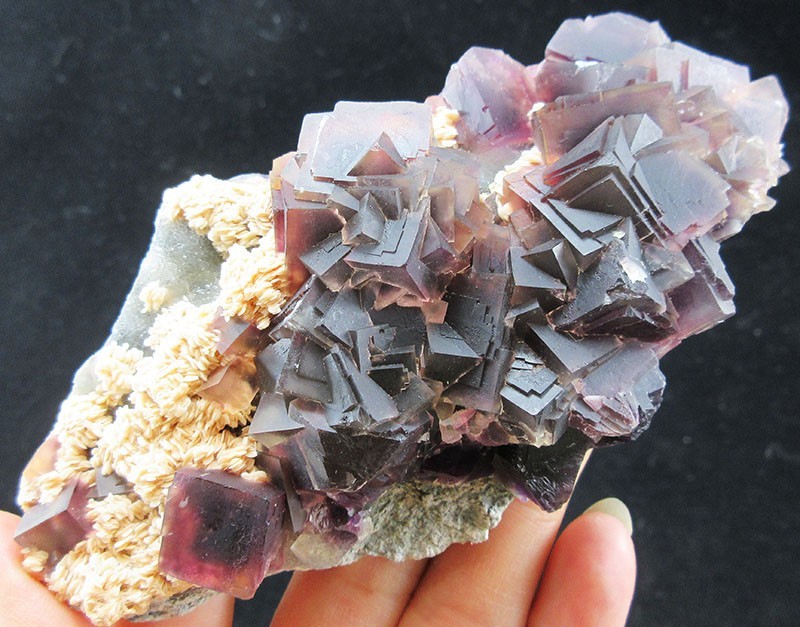 12.7cm purple FLUORITE&Barite crystal mineral specimens,AnHui,China!
