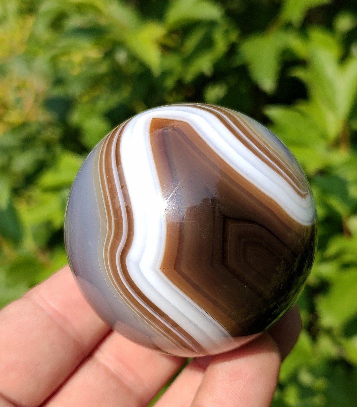 Dramatic 60mm Madagascar Agate Sphere, Mocha Banded Agate Display Sphere