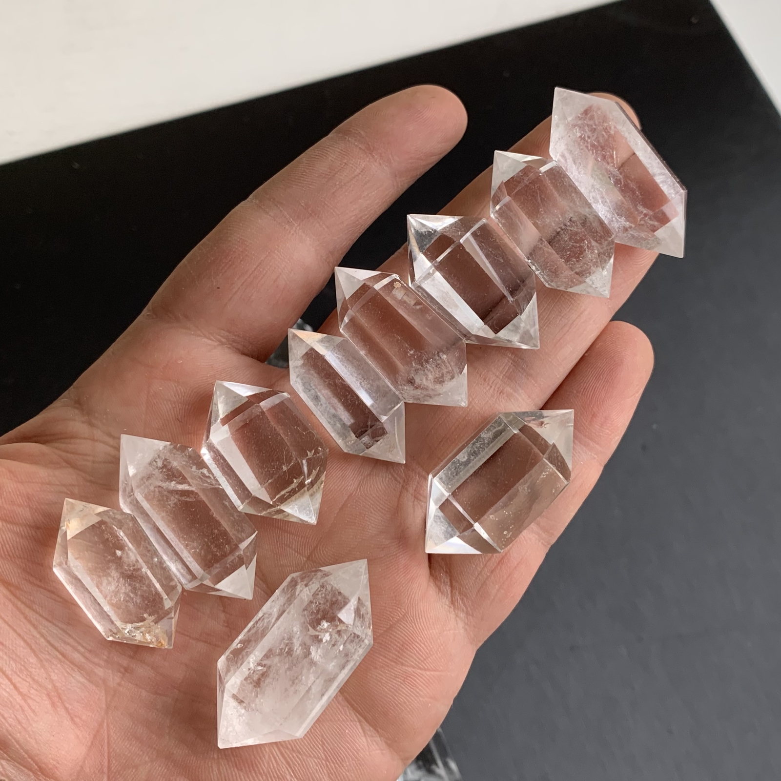 10pcs Natural clear quartz obelisk crystal double wand point healing 30-45mm