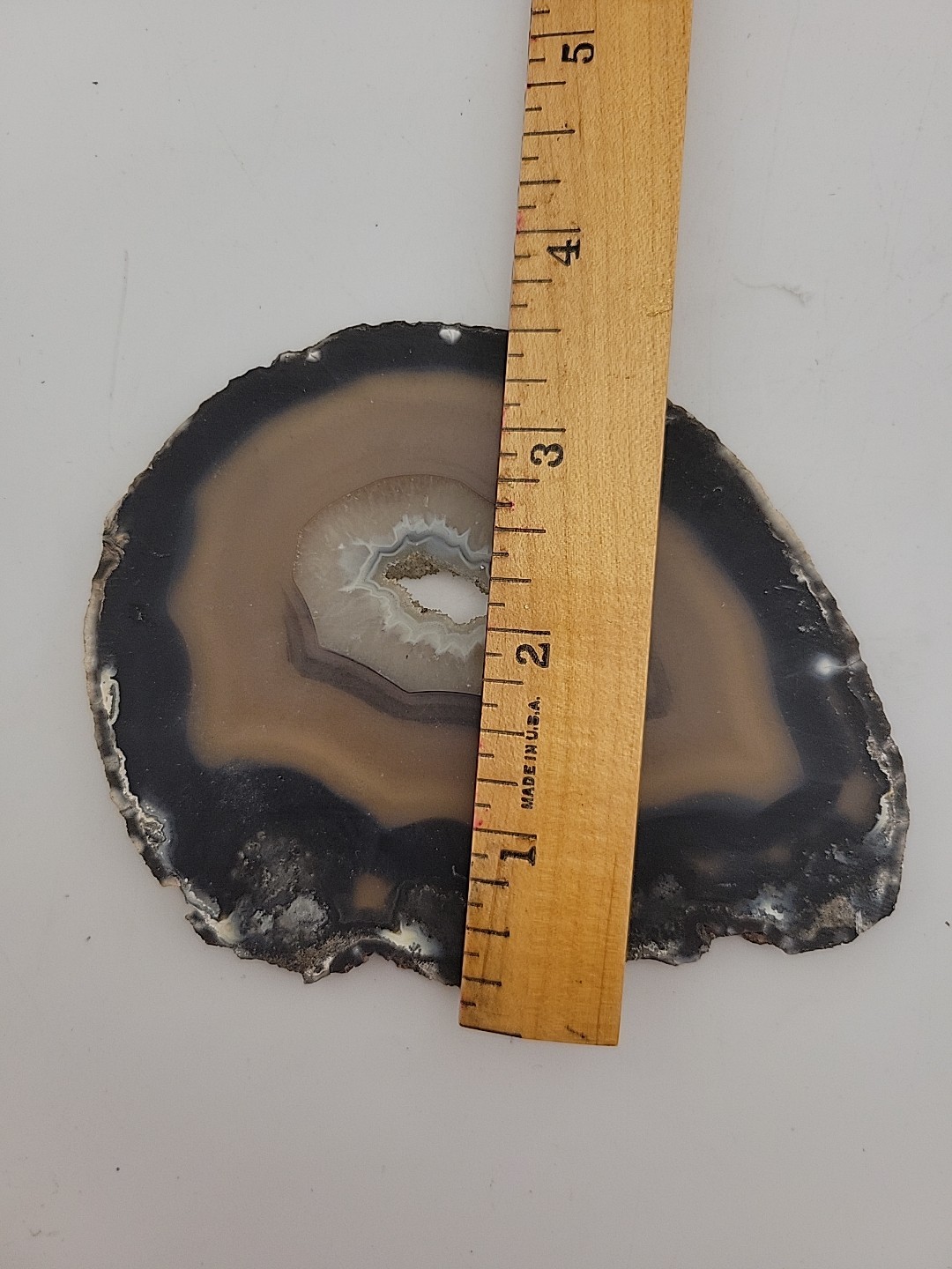Carnelian Agate Slab Slice Geode~Quartz Center~4oz Opaque Blk Golds GORGEOUS!