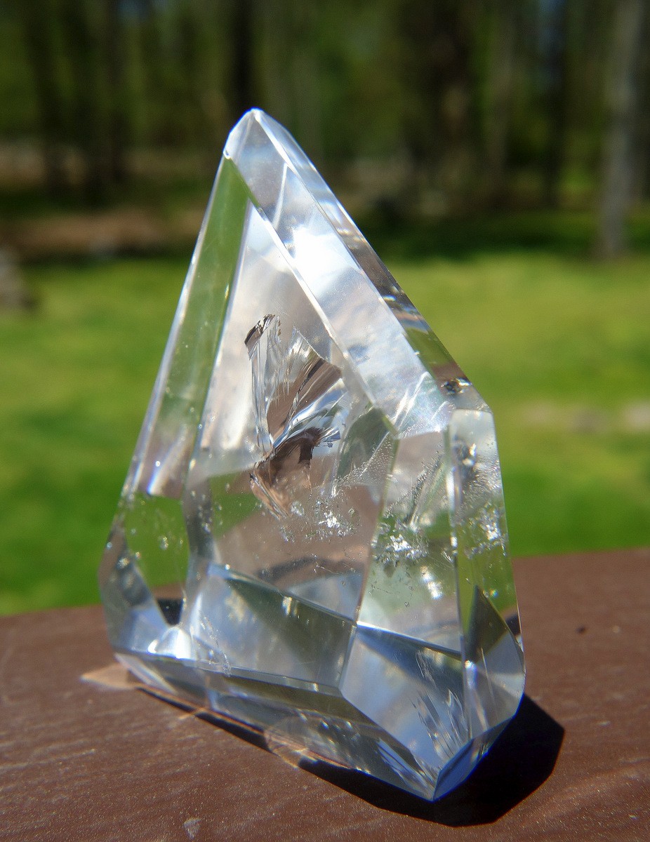 Polished Lemurian Quartz Free Form Crystal Water Clear