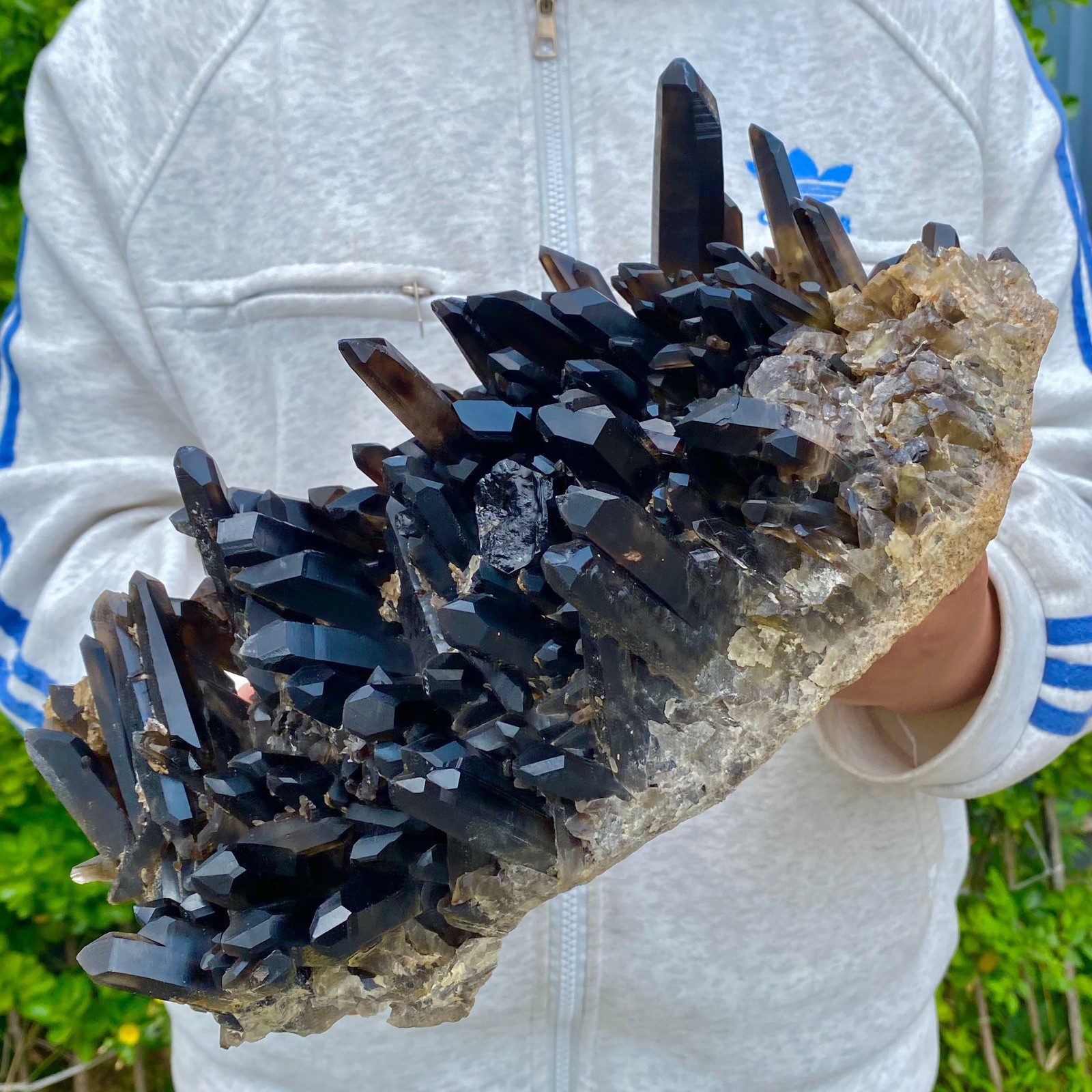 12.7LB Natural Black Smoke Color Quartz Cluster Crystal Specimens Mineral Heali