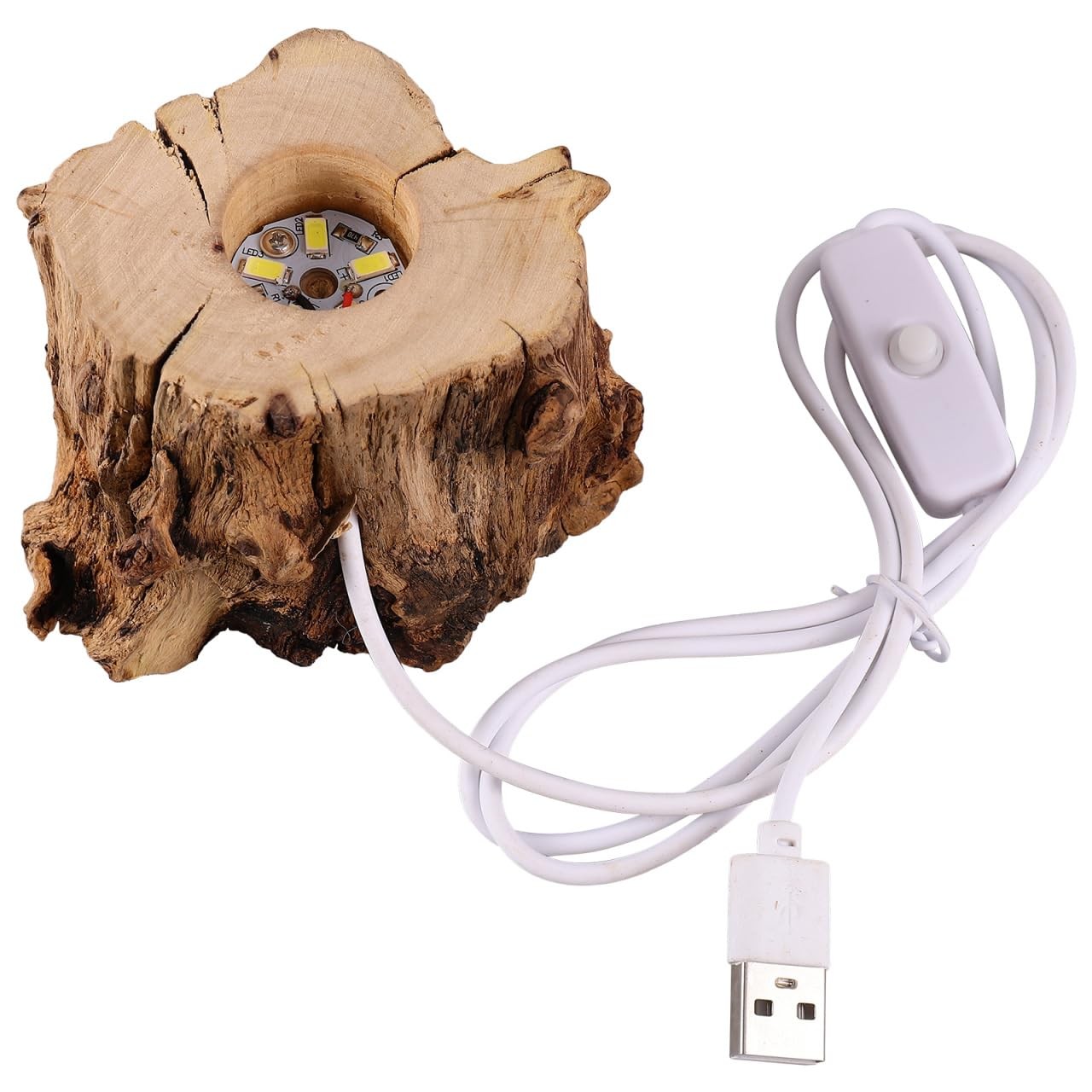 Tree Stump Led Light Base USB Charging Crystal Ball Display Stand for Home Of…