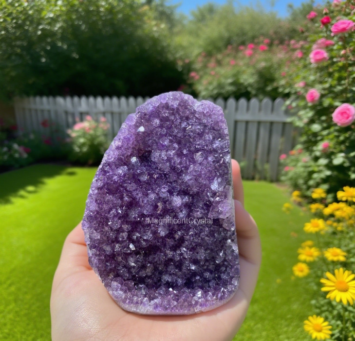 300G Rare Natural Amethyst Geode Cluster Purple Quartz Crystal Healing Decor
