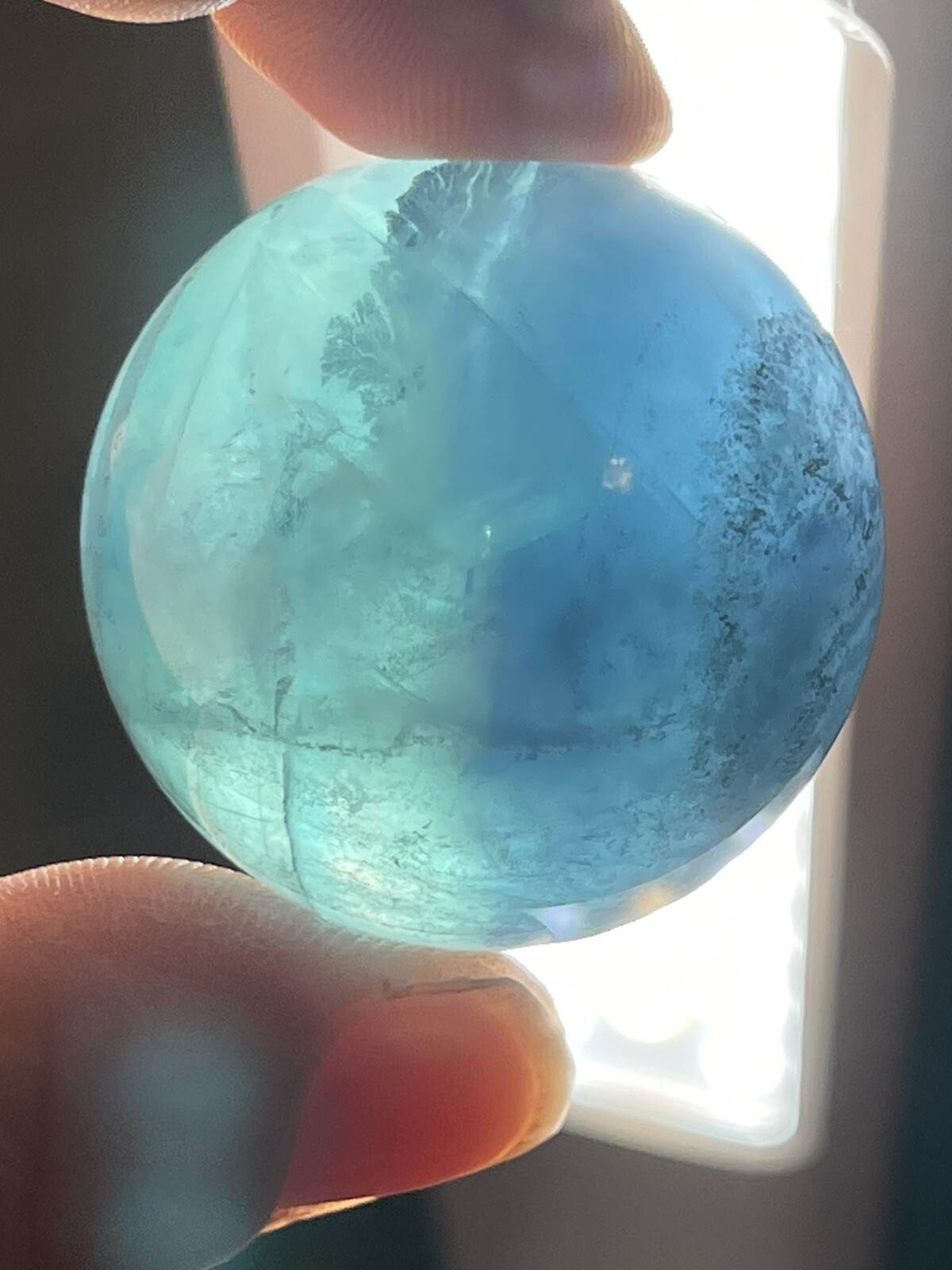 Blue Green Fluorite Mini Sphere Ball Orb Marble 34.6mm 71g