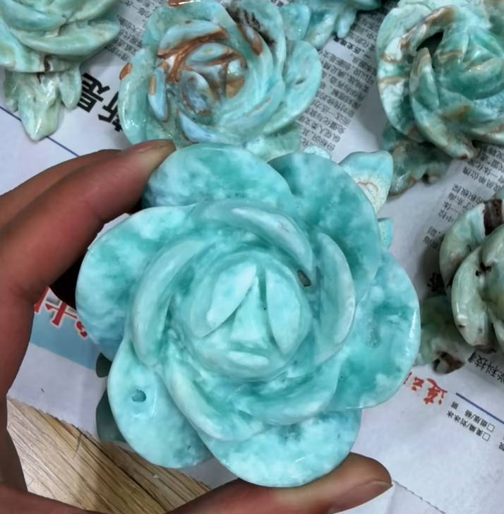 1pc Natural Hemimorphite Quartz Carved Crystal Flower Skull Reiki Decor Gift