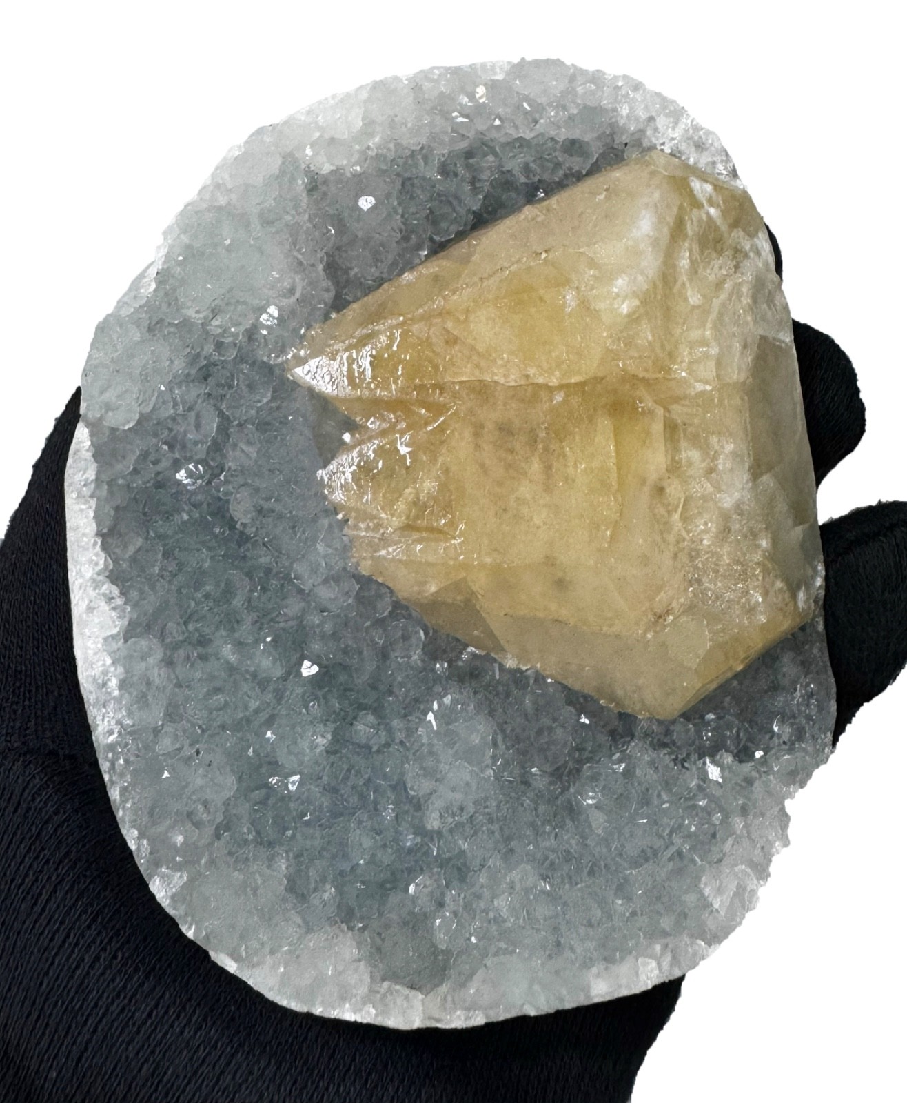 Self Standing Calcite On Quartz Rocks, Crystals And Mineral Specimens From India