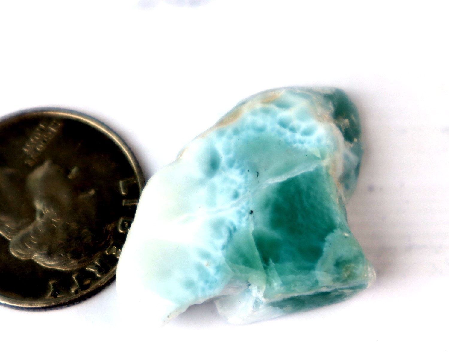 Lovely Natural Green Blue Larimar Slab Slice Specimen 36mm 12.3g